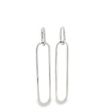 Paperclip Drop CZ Pave Huggie Earrings