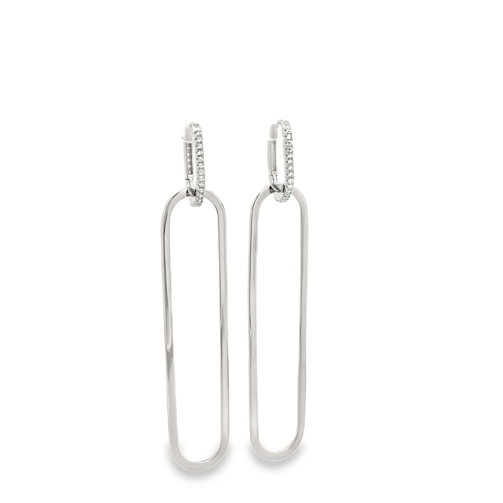 Paperclip Drop CZ Pave Huggie Earrings