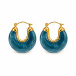Elevate your style with lightweight 18K Gold Filled marbled resin hoop earrings. Glossy statement design available in multiple colors for everyday elegance.