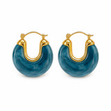 Elevate your style with lightweight 18K Gold Filled marbled resin hoop earrings. Glossy statement design available in multiple colors for everyday elegance.