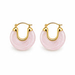 Elevate your style with lightweight 18K Gold Filled marbled resin hoop earrings. Glossy statement design available in multiple colors for everyday elegance.