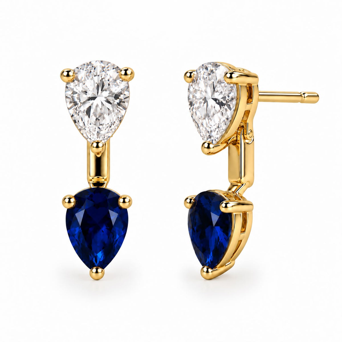 Pear Cut Double Drop Gold Filled Earrings – Elegant Two-Stone Design (L281A)