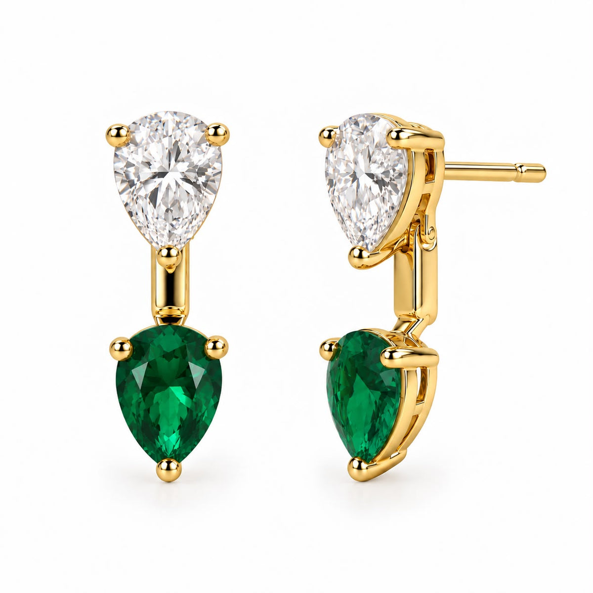 Pear Cut Double Drop Gold Filled Earrings – Elegant Two-Stone Design (L281A)