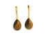 A pair of elegant gold teardrop earrings features polished tiger&
