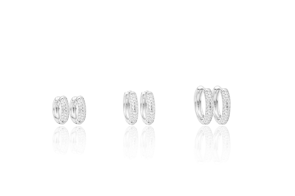 Thin Round Part CZ Pave Huggies