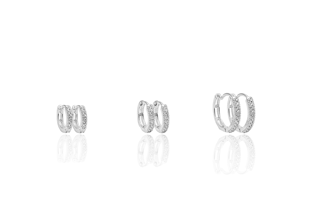 Tiny Thin Part CZ Pave Single Huggies (L349)