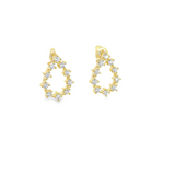 CZ Outlined Hollow Teardrop Stud Earrings