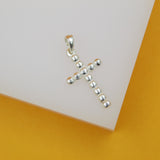 925 Sterling Silver Bead Style Cross Pendant