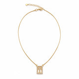 Elegant 18K Gold Filled cross necklace featuring a sparkling cubic zirconia frame on an adjustable chain. Tarnish-resistant, hypoallergenic, and perfect for everyday wear or gifting.