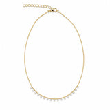 Delicate 18K Gold Filled 14-inch choker featuring tiny square cubic zirconia drops. Hypoallergenic, tarnish-resistant, adjustable, and perfect for layering.