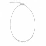 Delicate 18K Gold Filled 14-inch choker featuring tiny square cubic zirconia drops. Hypoallergenic, tarnish-resistant, adjustable, and perfect for layering.