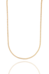 A delicate gold tennis necklace sparkles with brilliant-cut diamonds against a clean white background.