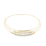 Triple Strand Pearl Charm Choker (F252A)