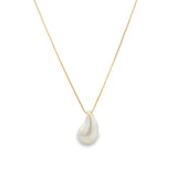 Box Chain Pearl Tear Drop Charm Necklace (H286)