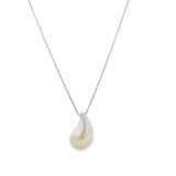 Box Chain Pearl Tear Drop Charm Necklace (H286)