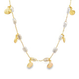 Paperclip Pearl Link Sea Shell Charm Necklace (H67A/I582A)