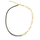 Colored CZ Half Tennis Paperclip Chain Bracelet (H36A/I295A)