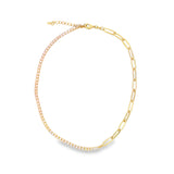 Colored CZ Half Tennis Paperclip Chain Bracelet (H36A/I295A)