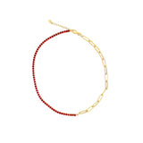 Colored CZ Half Tennis Paperclip Chain Bracelet (H36A/I295A)