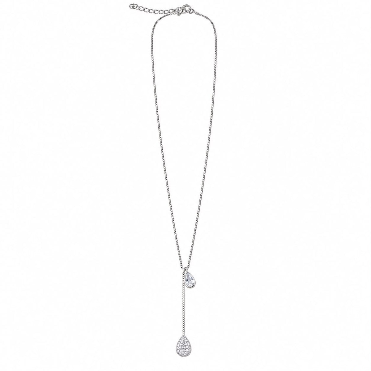 Shop the Pave Teardrop Lariat Necklace featuring a delicate teardrop accent and sparkling CZ drop on an elegant Y-shaped chain.