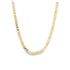 A shiny yellow gold chain necklace displays an intricate link design against a plain white background.
