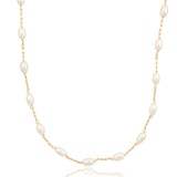 Paperclip Chain Linked Oval Pearl Anklet (G89/I97/E221)