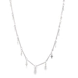 Bar Link Tiny Dangle Cross Charm Anklet (H260A/E280/I352A)