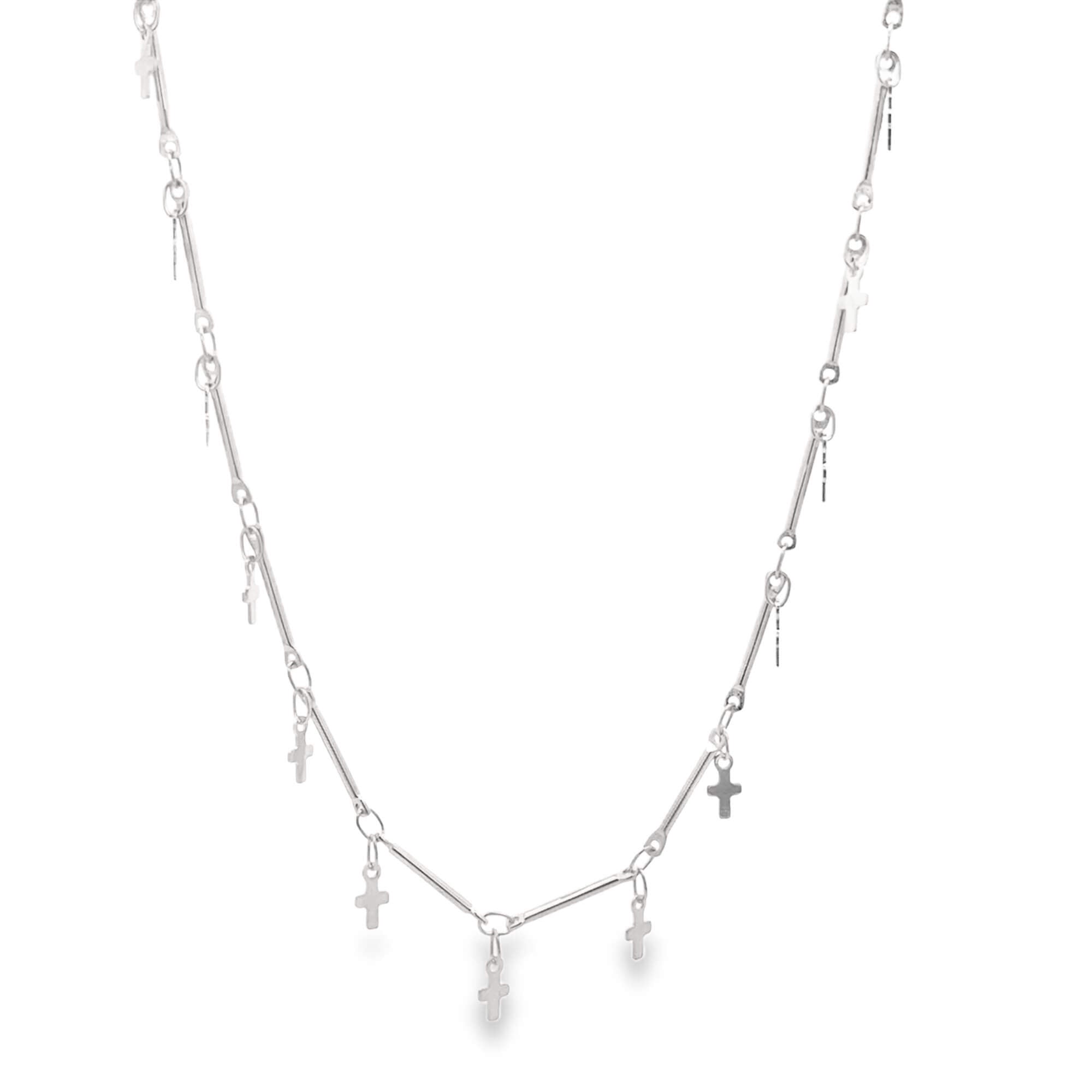 Bar Link Tiny Dangle Cross Charm Anklet (H260A/E280/I352A)