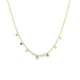 Thin CZ Stone Rolo Necklace (H157)