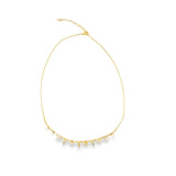 Dainty Box Flat Disc Chain CZ Square Fang Charm Necklace (F65A)