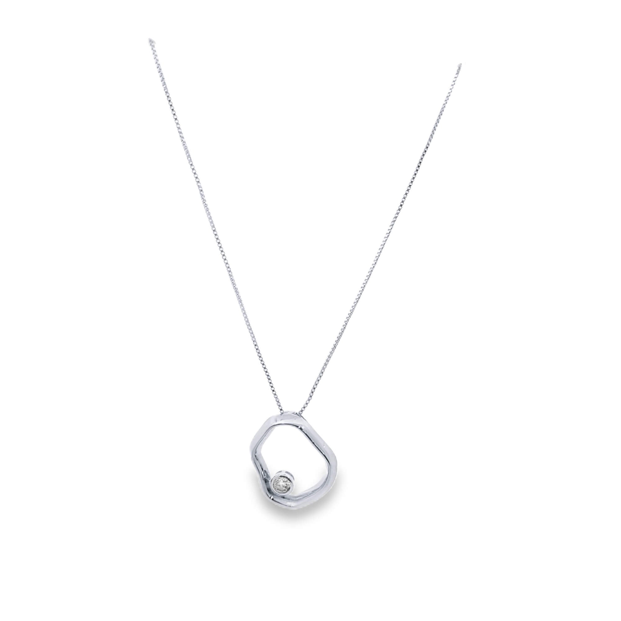 Geometric Open Circle Cubic Zirconia Pendant Necklace (F9A)