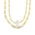 Two gold Figaro chains display a size comparison between 4mm and 5mm widths against a white background.