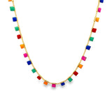 18K Gold Filled Enamel Square Fringe Choker (F221A)