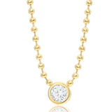 Bead Link Chain Round CZ Diamond Gemstone Charm Necklace (H267)