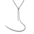 A delicate black cord necklace features three lustrous white pearls set against a clean white background.