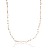 Abstract Pearl Bead Linked Necklace (F267/I569)