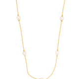 Mini Ball Chain Pearl Accent Necklace (H145/I500)