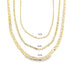 Three gold mariner link chains are displayed side by side, showcasing their 1mm, 2mm, and 4mm thicknesses.