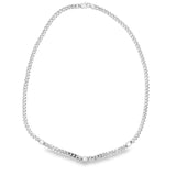 Thin Triple CZ Gemstone Cuban Link Necklace (H282/I428A)