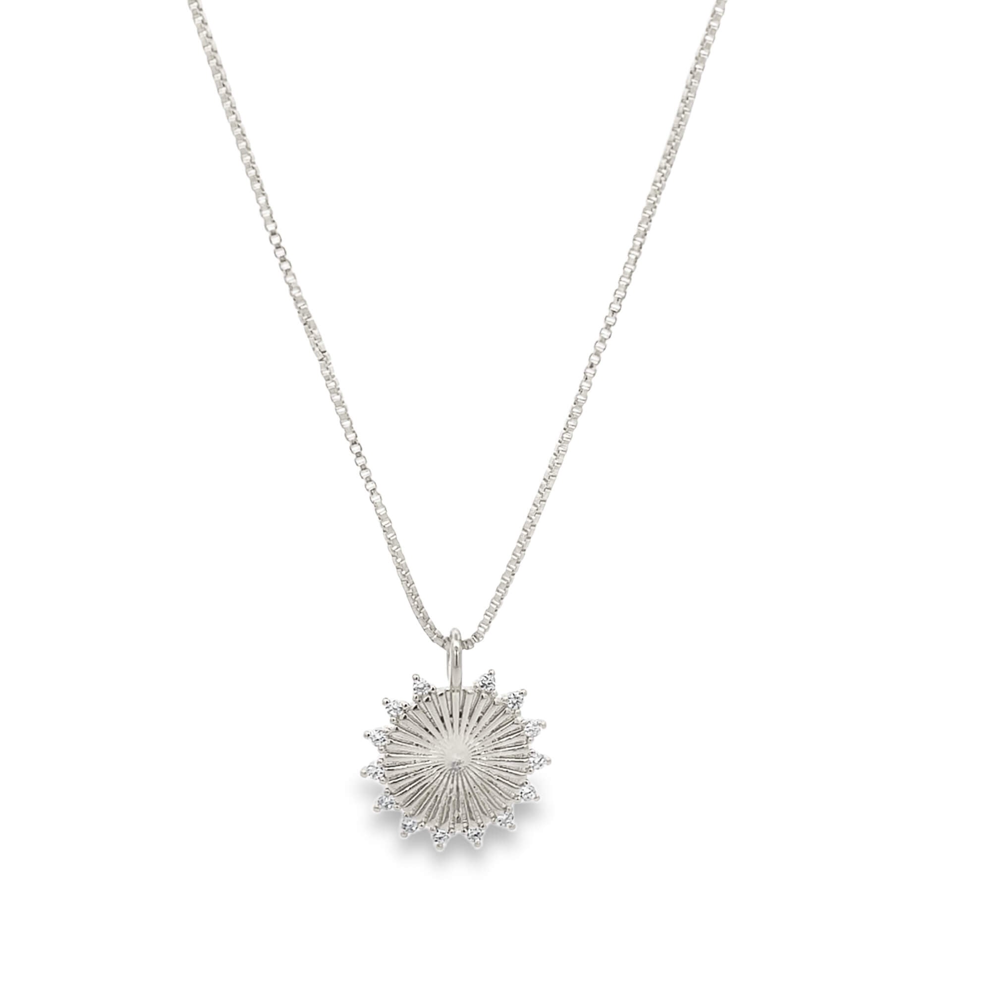 Radiant Sunburst CZ Halo Pendant Necklace (F96)
