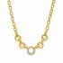 Shop a modern textured circle link necklace featuring a pavé CZ centerpiece. Available in 18K Gold Filled and Rhodium Filled finishes for an elegant statement look.