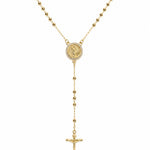 Elegant Saint Jude rosary necklace crafted in 18K gold filled finish with CZ accents and cross pendant. A timeless Catholic-inspired lariat necklace perfect for everyday wear and meaningful gifting.