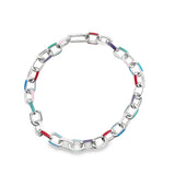 Chunky Multicolor Enamel Paperclip Link Bracelet (F268A/I51)