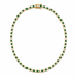 Elegant 3mm CZ tennis necklace with alternating colored and clear bezel stones. Available in gold filled and silver-tone finishes. Perfect for layering or everyday luxury styling.