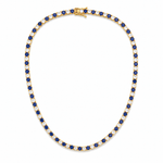 Elegant 3mm CZ tennis necklace with alternating colored and clear bezel stones. Available in gold filled and silver-tone finishes. Perfect for layering or everyday luxury styling.