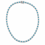 Elegant 3mm CZ tennis necklace with alternating colored and clear bezel stones. Available in gold filled and silver-tone finishes. Perfect for layering or everyday luxury styling.