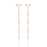 Box Chain Gold Bead Dangle Earrings (K355)(K214)