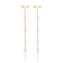 A pair of elegant gold chain drop earrings features alternating spherical white pearls.