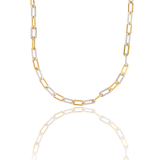 Paperclip Two Tone Dainty Chain Necklace (H141)(I235)