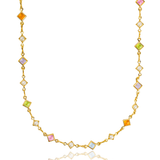 Diamond Frame Pearl and Enamel Stone Infinity Link Necklace (H266/I292A)